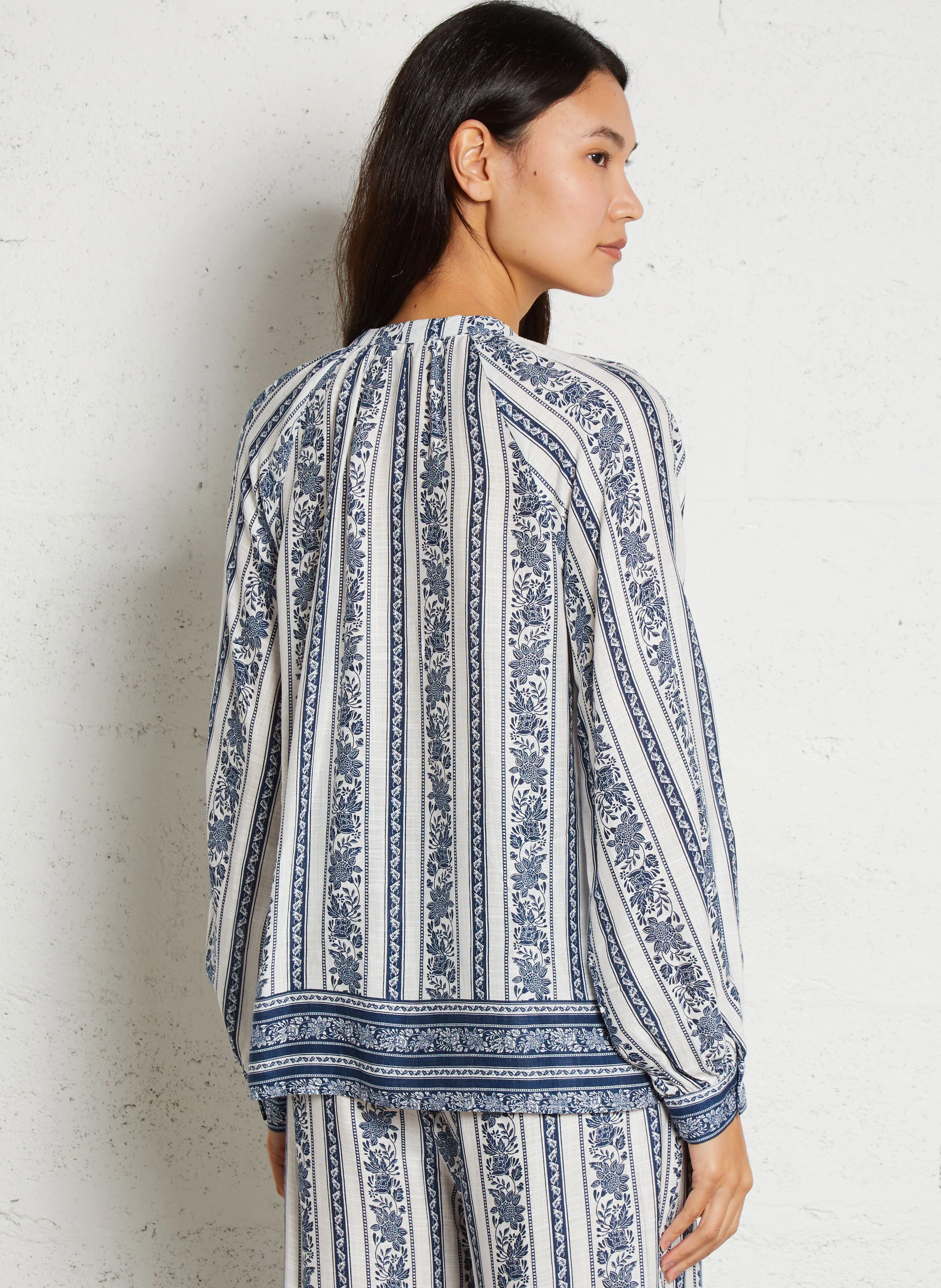 BEATA - Blouse droite imprimée| Bleu