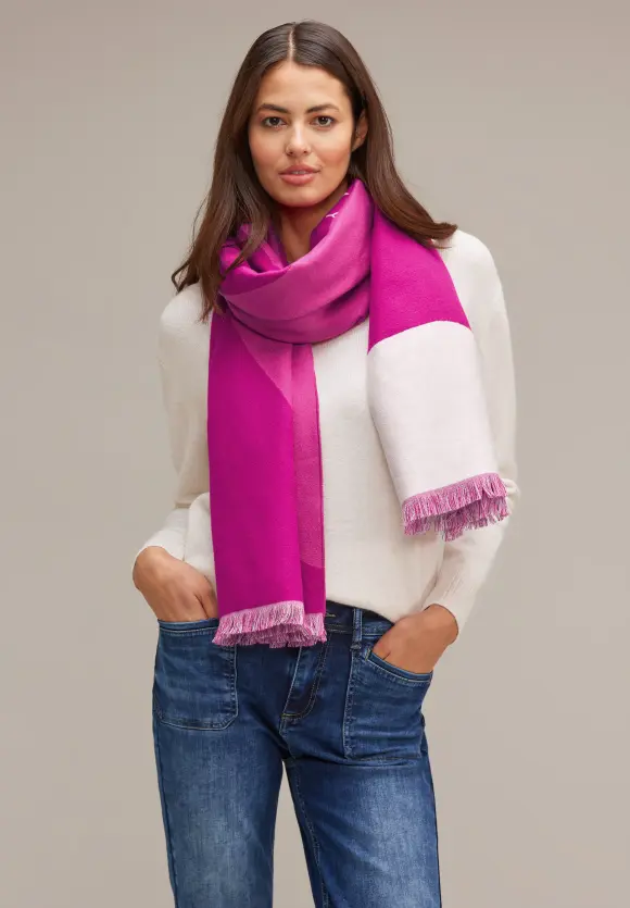 Jacquard Schal - bright cozy pink