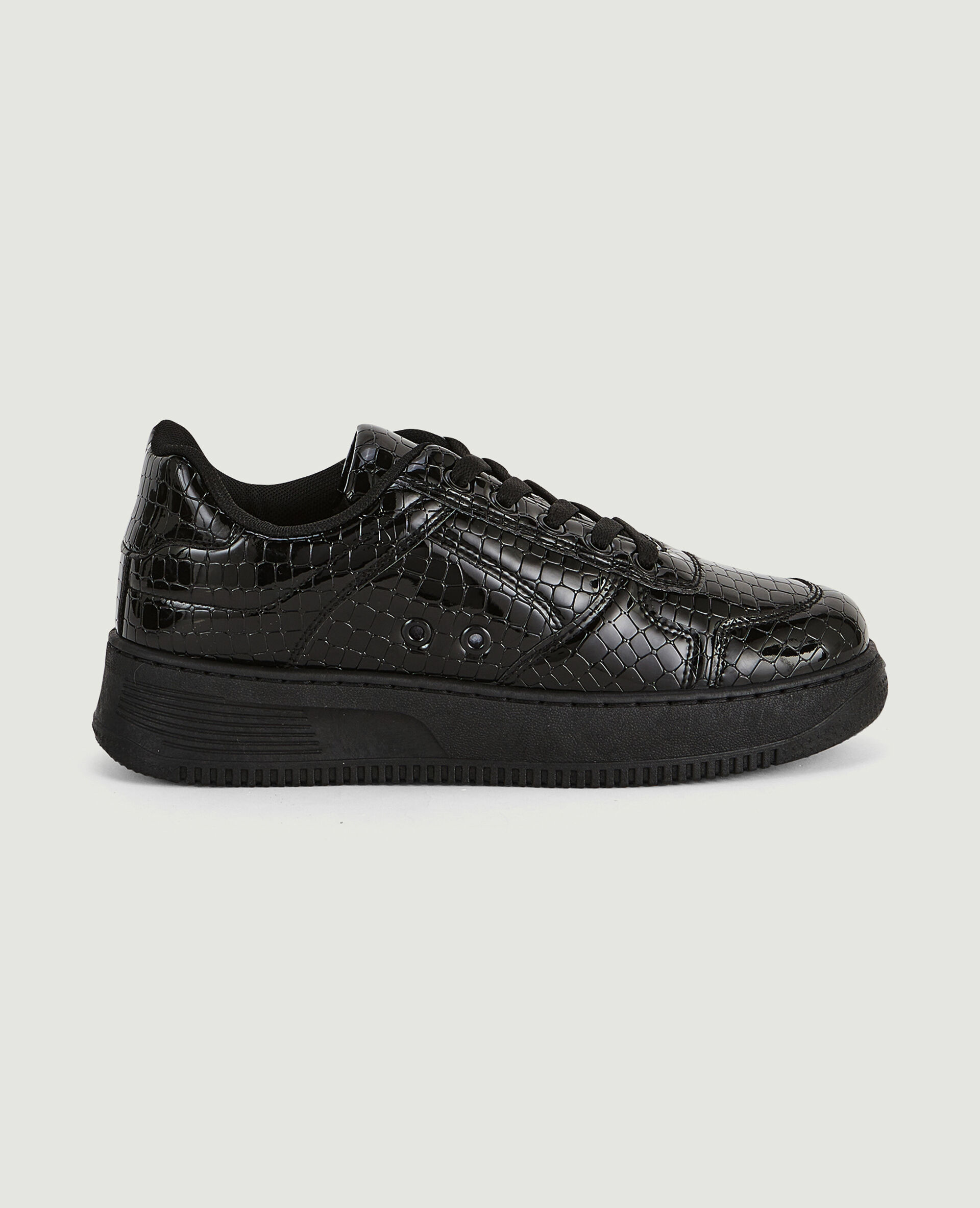 Sneakers en simili effet croco verni - Noir