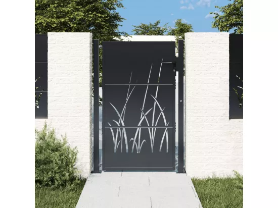 Portail de jardin anthracite 105x130cm acier conception d'herbe