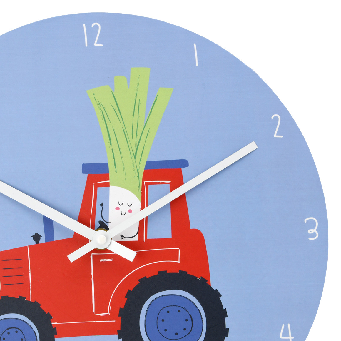 Topolino Wanduhr mit Traktor-Motiv hellblau
