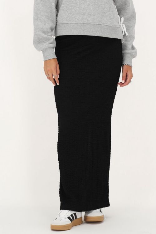 Zwarte maxi rok met structuur & split