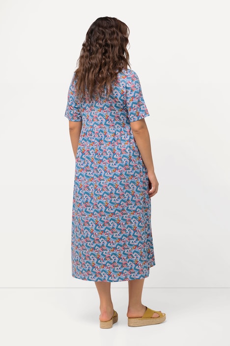 Jersey-Maxikleid, A-Linie, Rundhals, Halbarm, Taschen