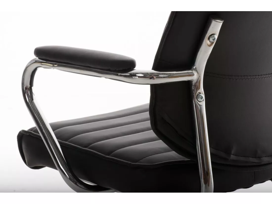 Chaise de bureau - Similicuir & Métal chromé - Noir - Rako