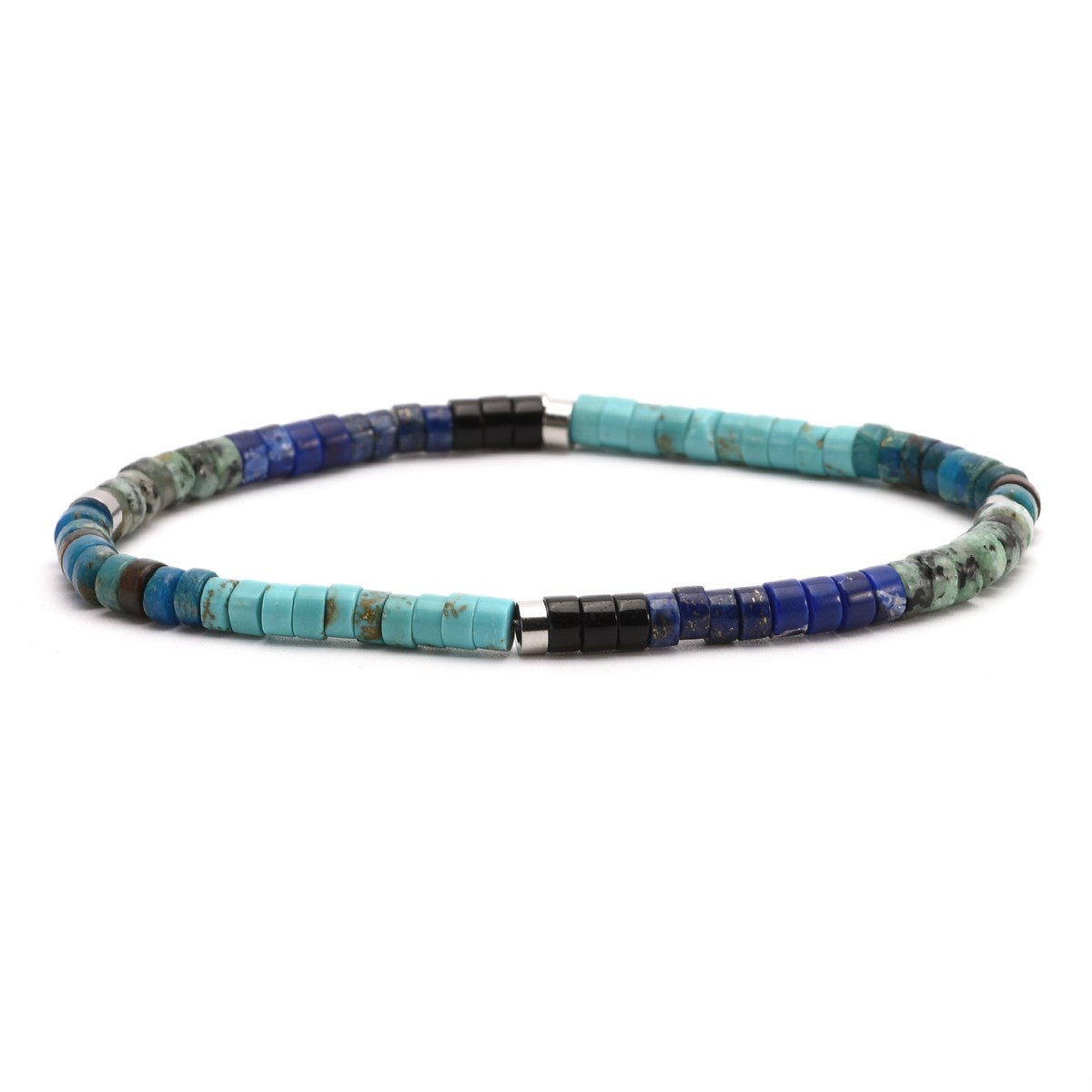 Bracelet Perles Heishi  Jaspe Bleu Impériale Turquoise 4mm-20 cm