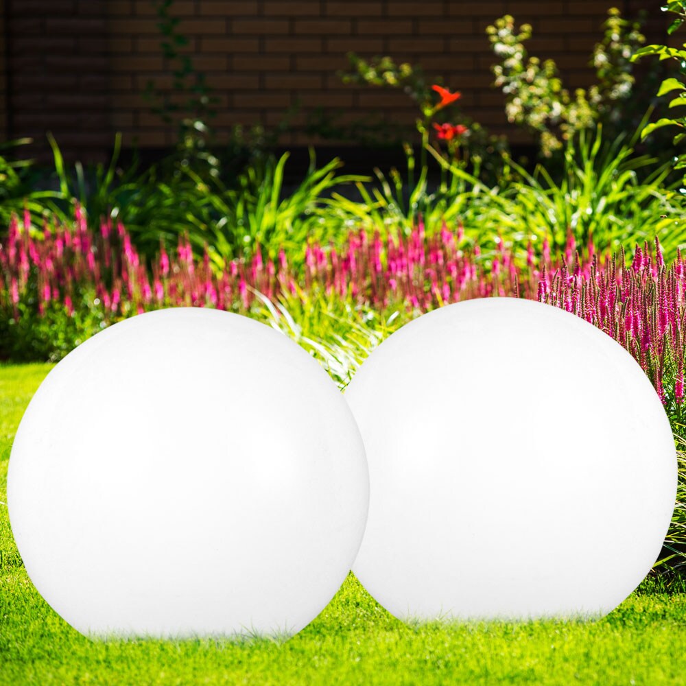 3er Set LED Solarleuchten, Außenlampe, Kugel, weiß silber