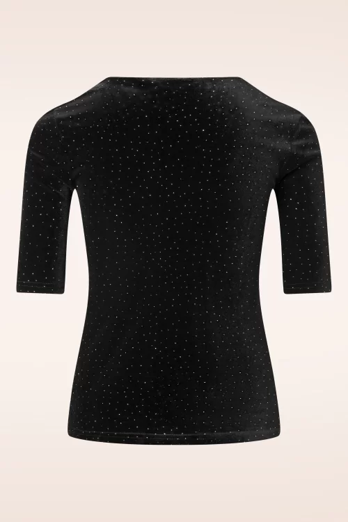 Banned Retro Velvet Sparkle top in zwart