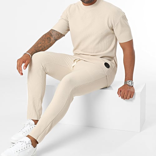 Ensemble Tee Shirt Et Pantalon Jogging Beige
