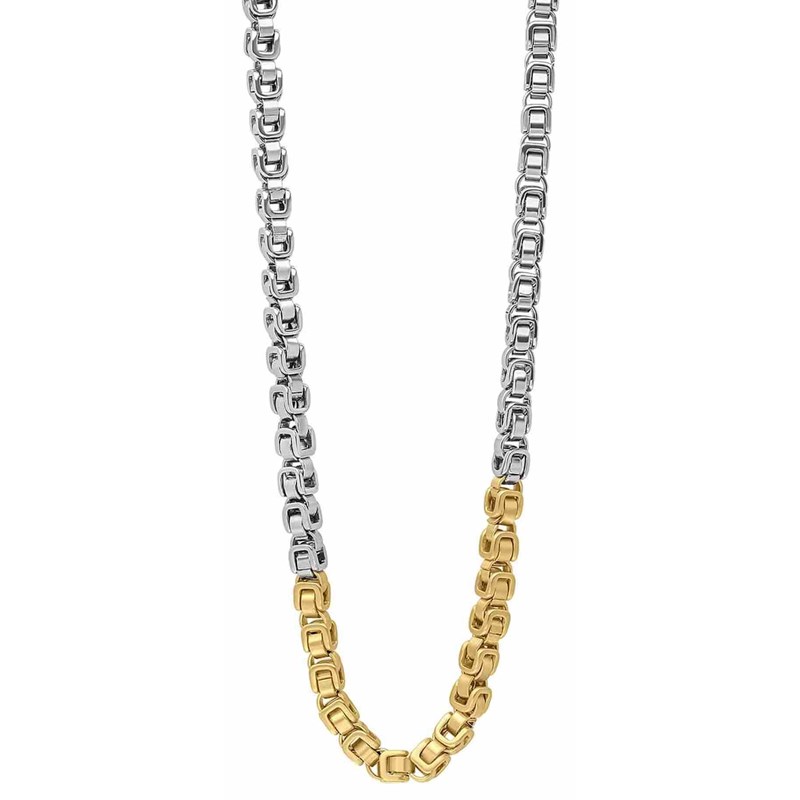 Collier plaqué or et argent en acier inoxydable