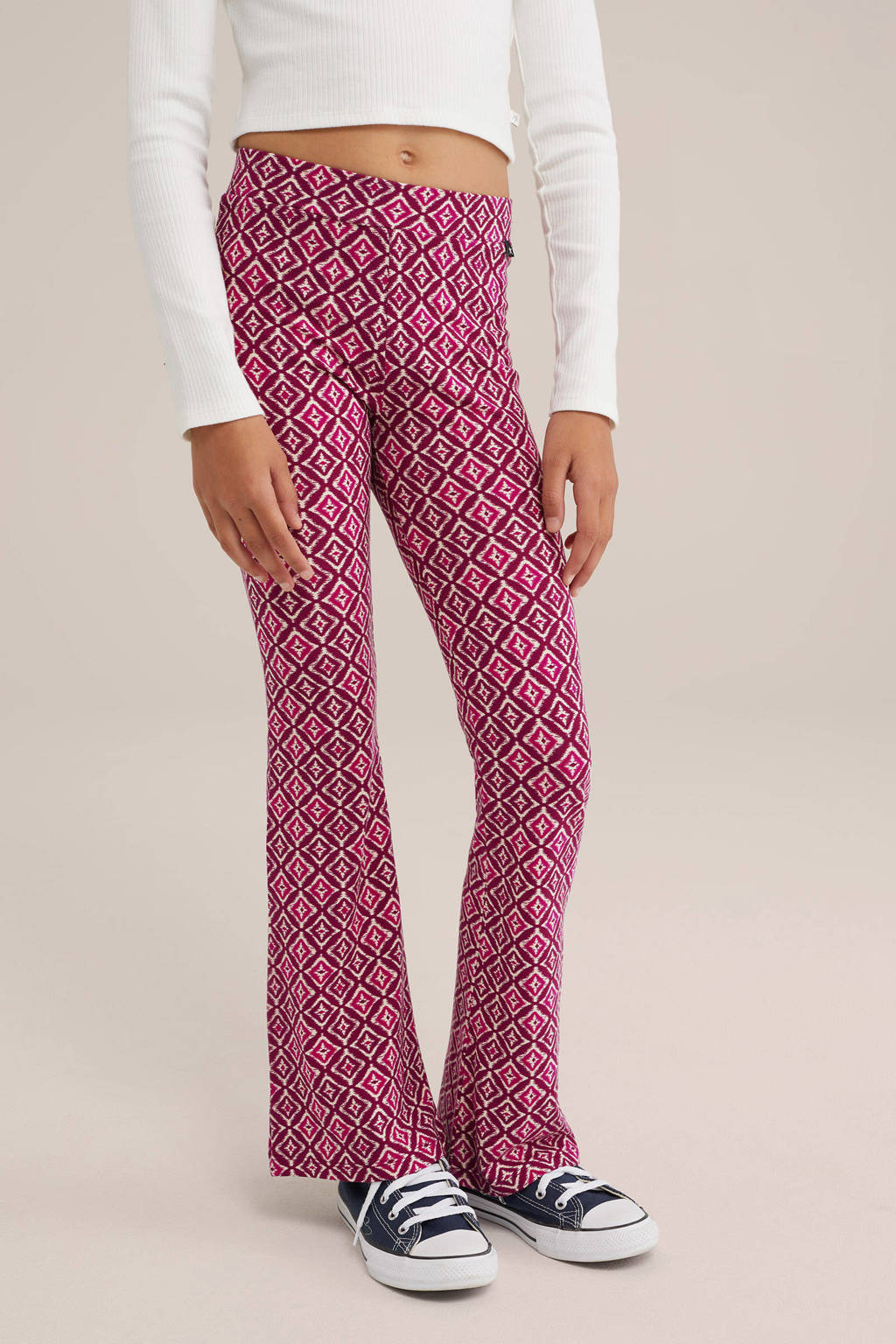 WE Fashion broek met all over print rasberry