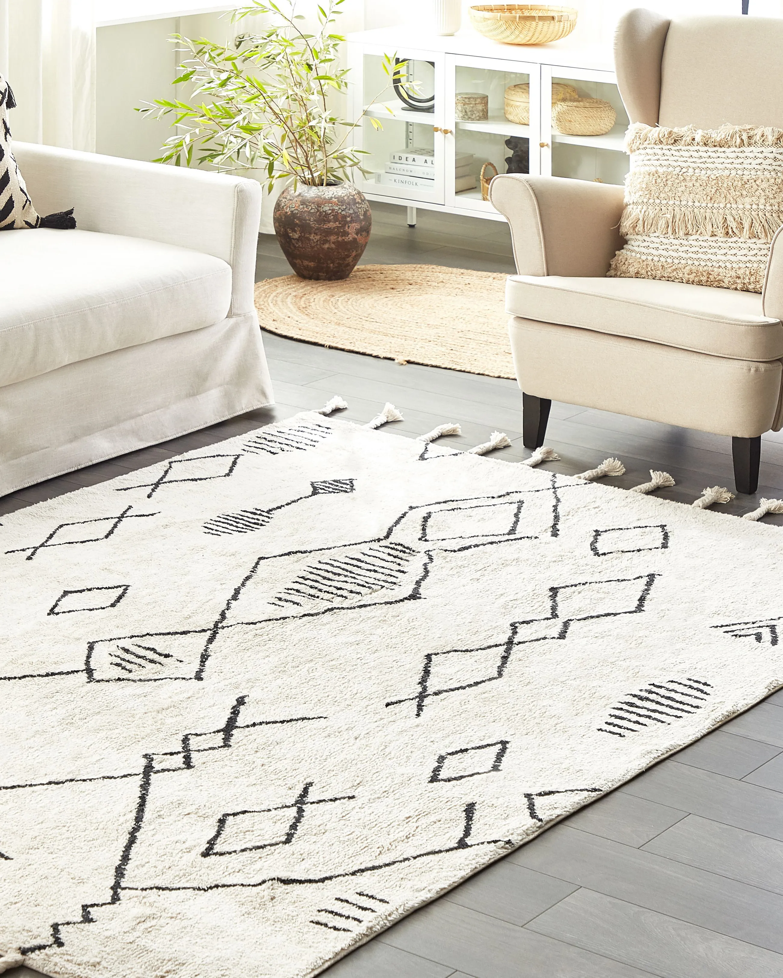 Vloerkleed KEBIR Gebroken wit 160 x 230 cm Katoen