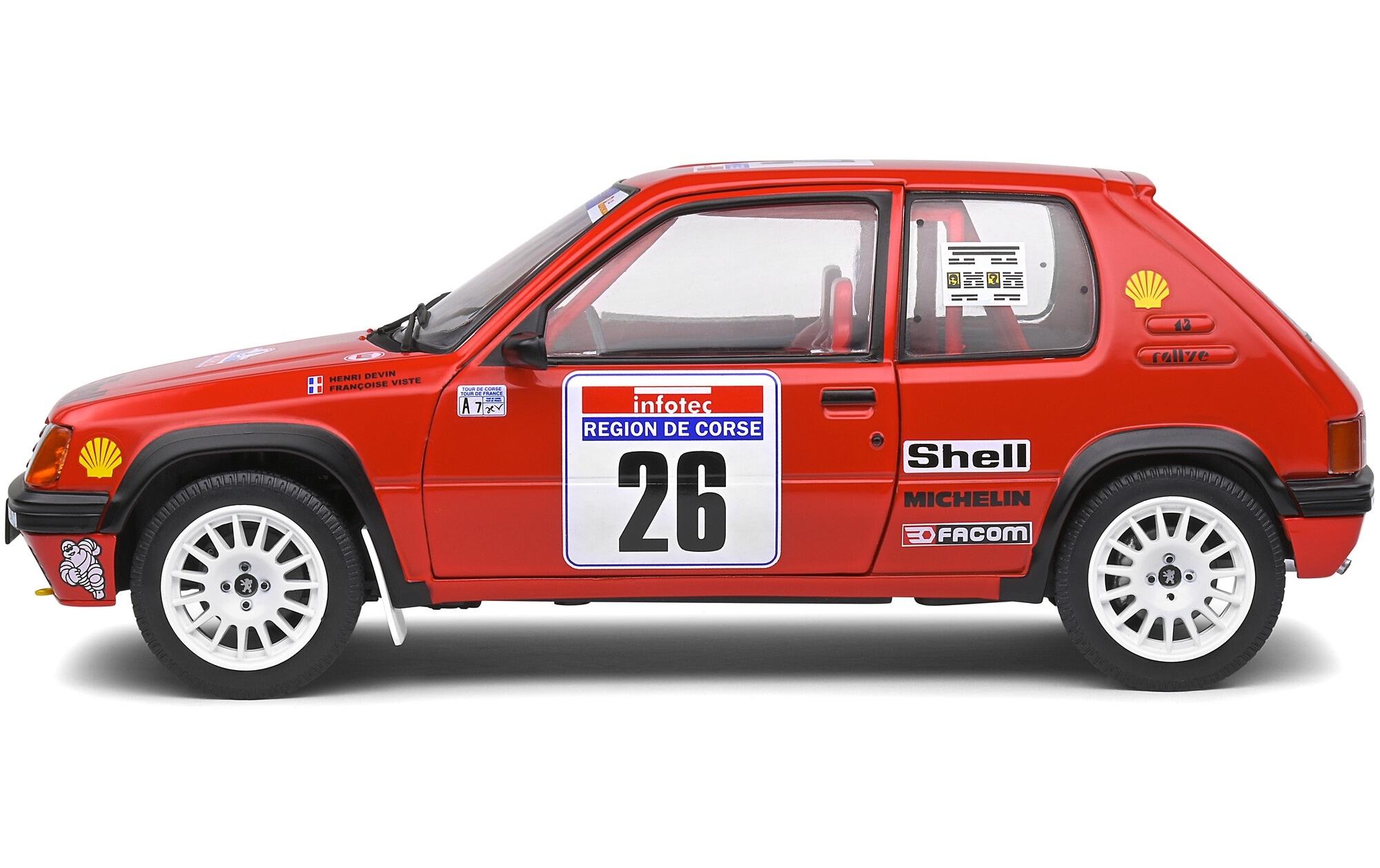 Rennwagen Peugeot 205 Rallye #26 1:18Peugeot 205 Rallye Tour de Corse 1990 #26, Henri Devin / F.Viste, Rot