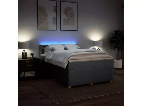 Sommier à lattes de lit avec matelas Gris clair 140x190cm Tissu