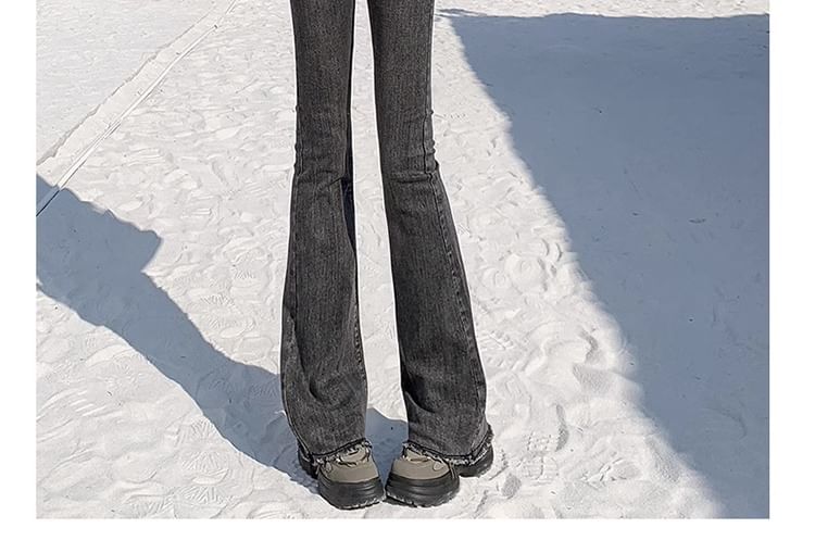Pinatra - Hoge taille gerafelde gewassen bootcut jeans