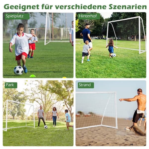 245 x 180 cm fotballmål med høystyrkenett og 6 bakkepigger værfast mål for fotballtrening