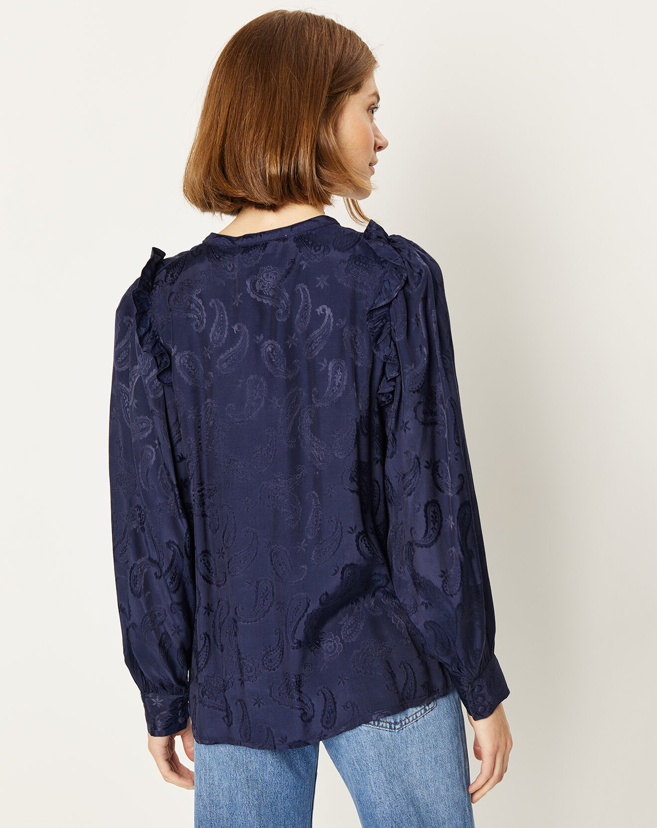 La Petite Etoile Chemise Izana motifs ton sur ton marine