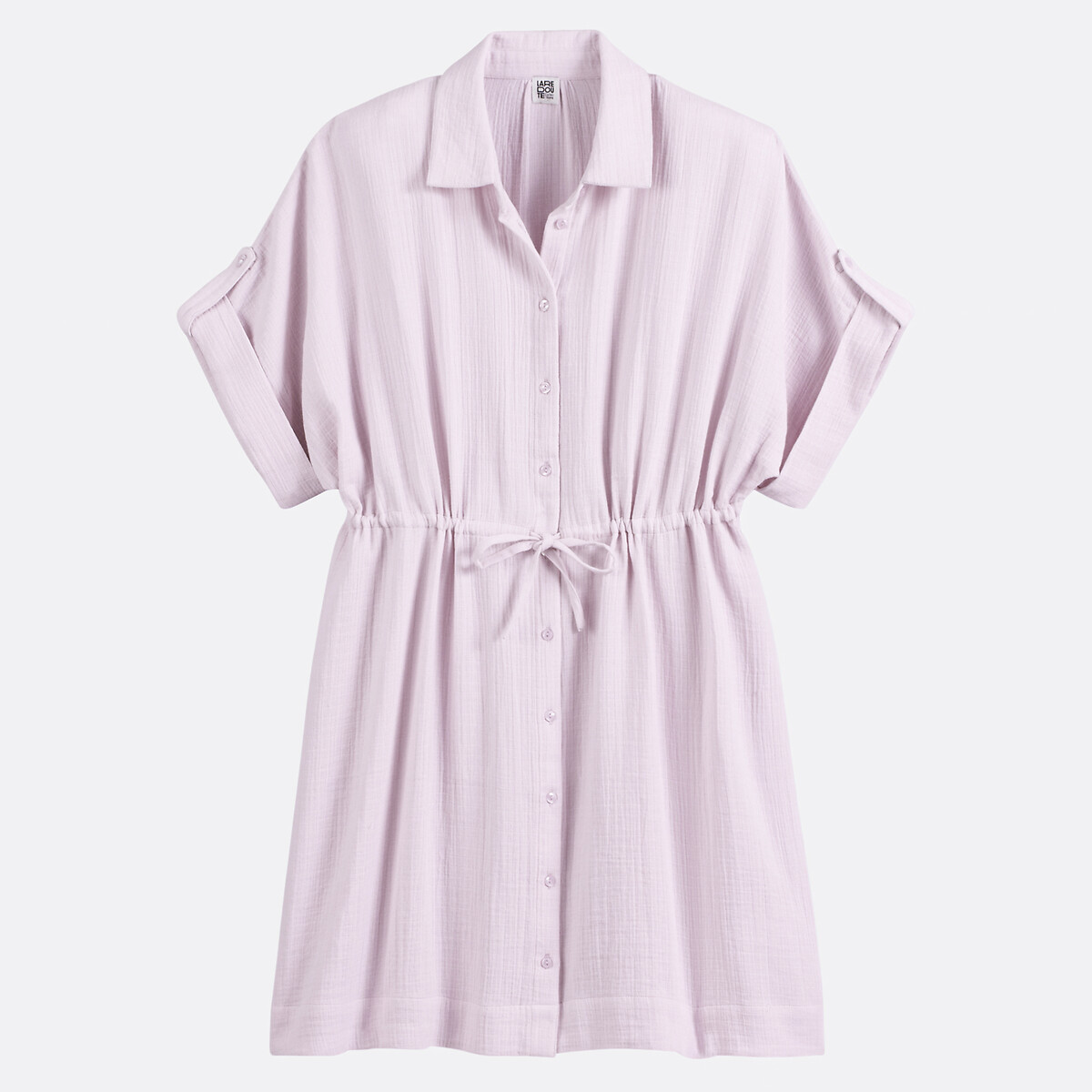COLEÇÃO LA REDOUTE<br>Vestido camisa curto e evasê com mangas curtas