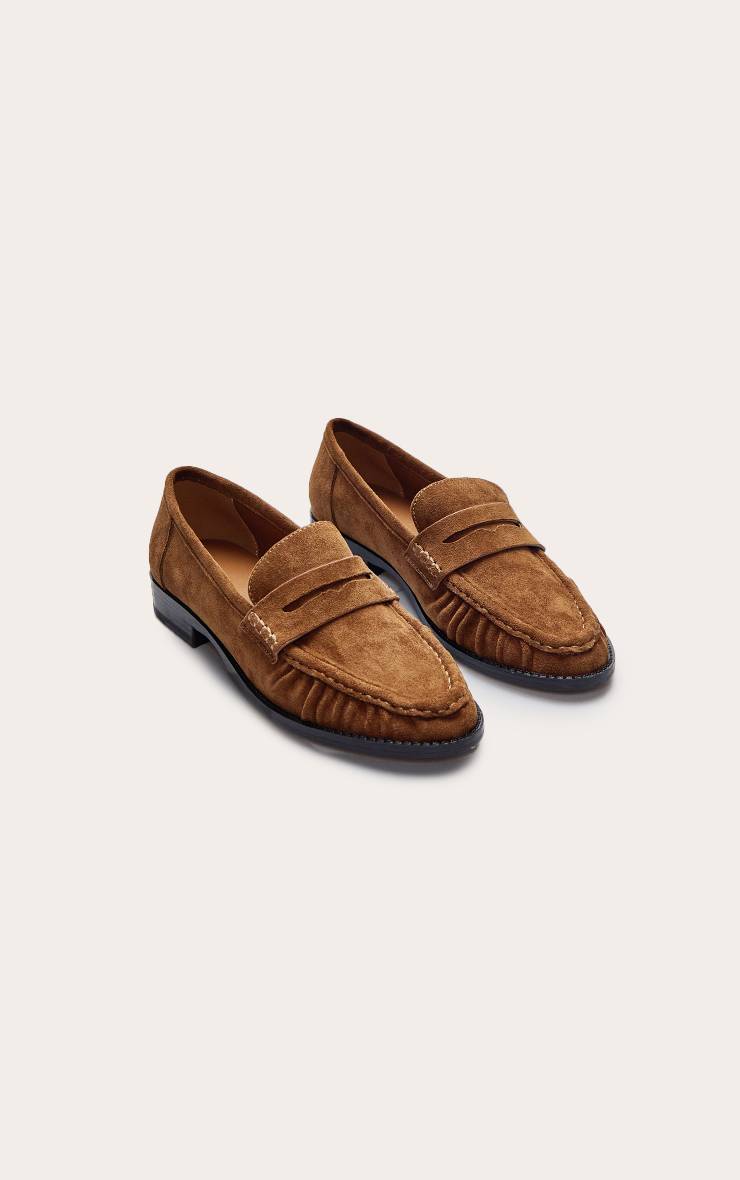 Taupe Mocassin En Daim