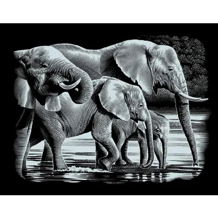 Mammut 137001 Scraper Kratzbild Elefanten, silber, groß
