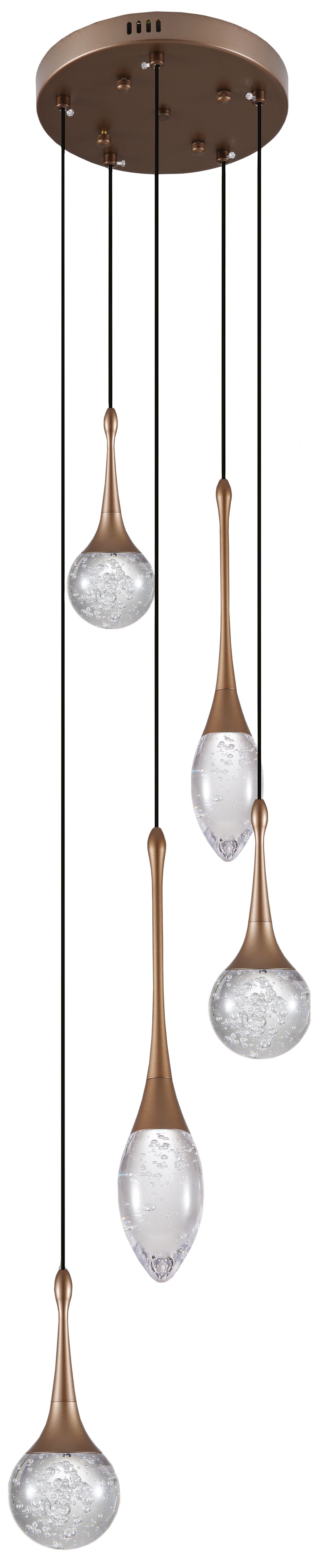 Hanglamp 5-lichts Antiek Brons Bolla ⌀25  x H150 cm