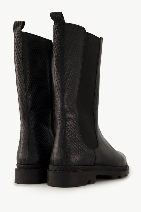 Leder-Stiefeletten, Schlangenprägung, Zipper, Weite H