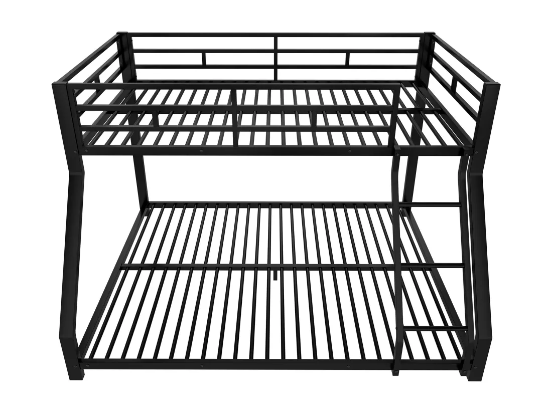 Lit superposé 90x200 + 140x200 cm - avec barrières - avec échelle de sécurité - métal - noir (sans matelas)