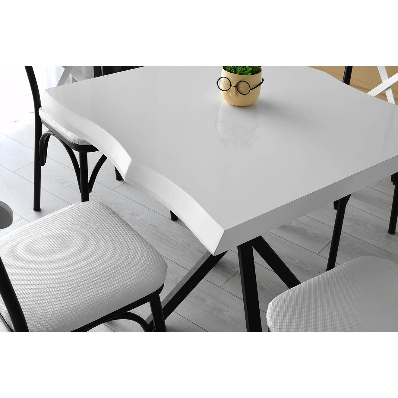 Homitis Table à manger Safir 1461 blanche - 80x75x80 cm