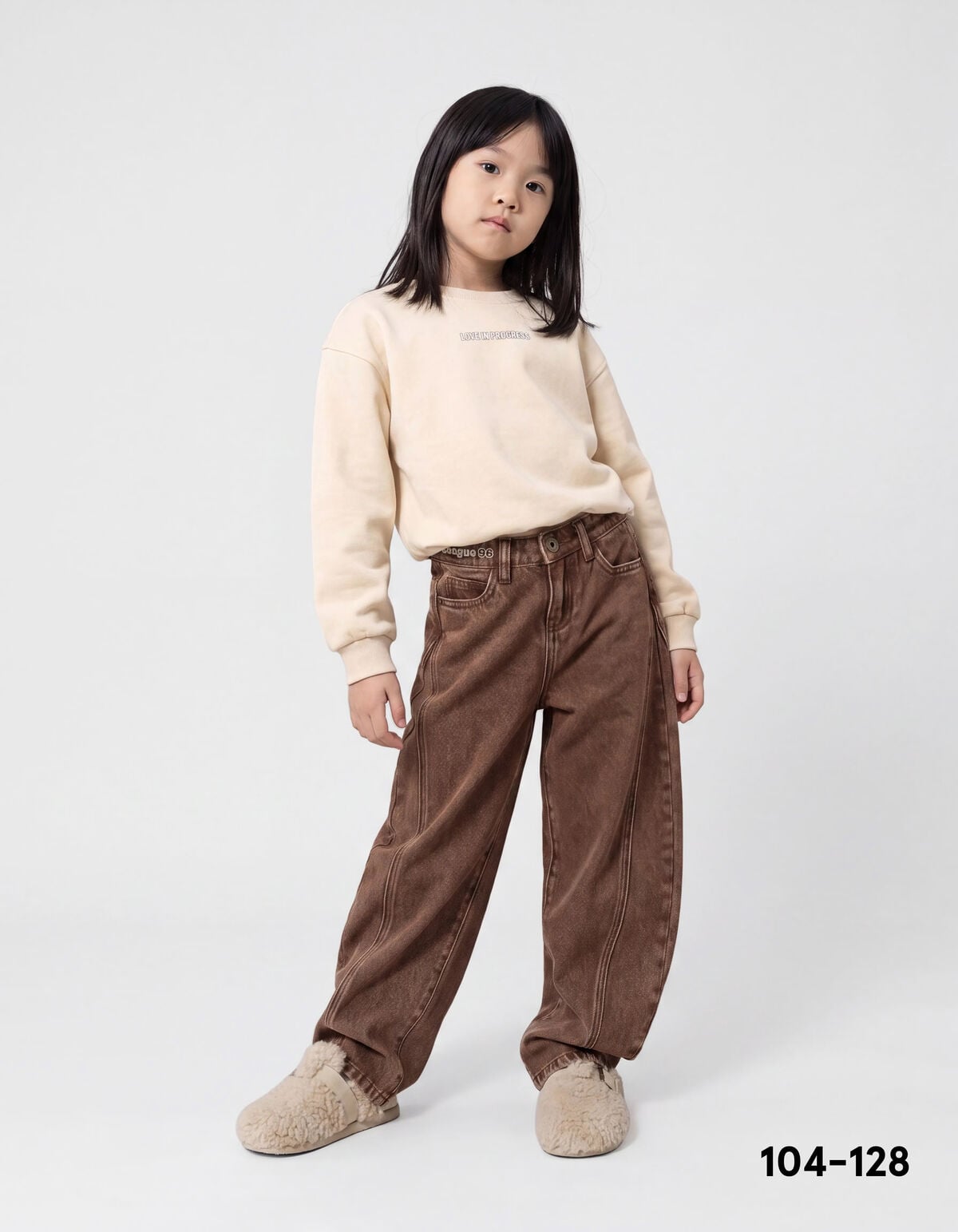 Asymmetrische Barrel Fit Jeans Bruin