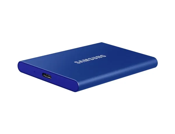Samsung T7 MU-PC2T0H - SSD - krypteret - 2 TB - ekstern (bærbar) - USB 3.2 Gen 2 (USB-C stikforbindelse) - 256-bit AES - indigoblå