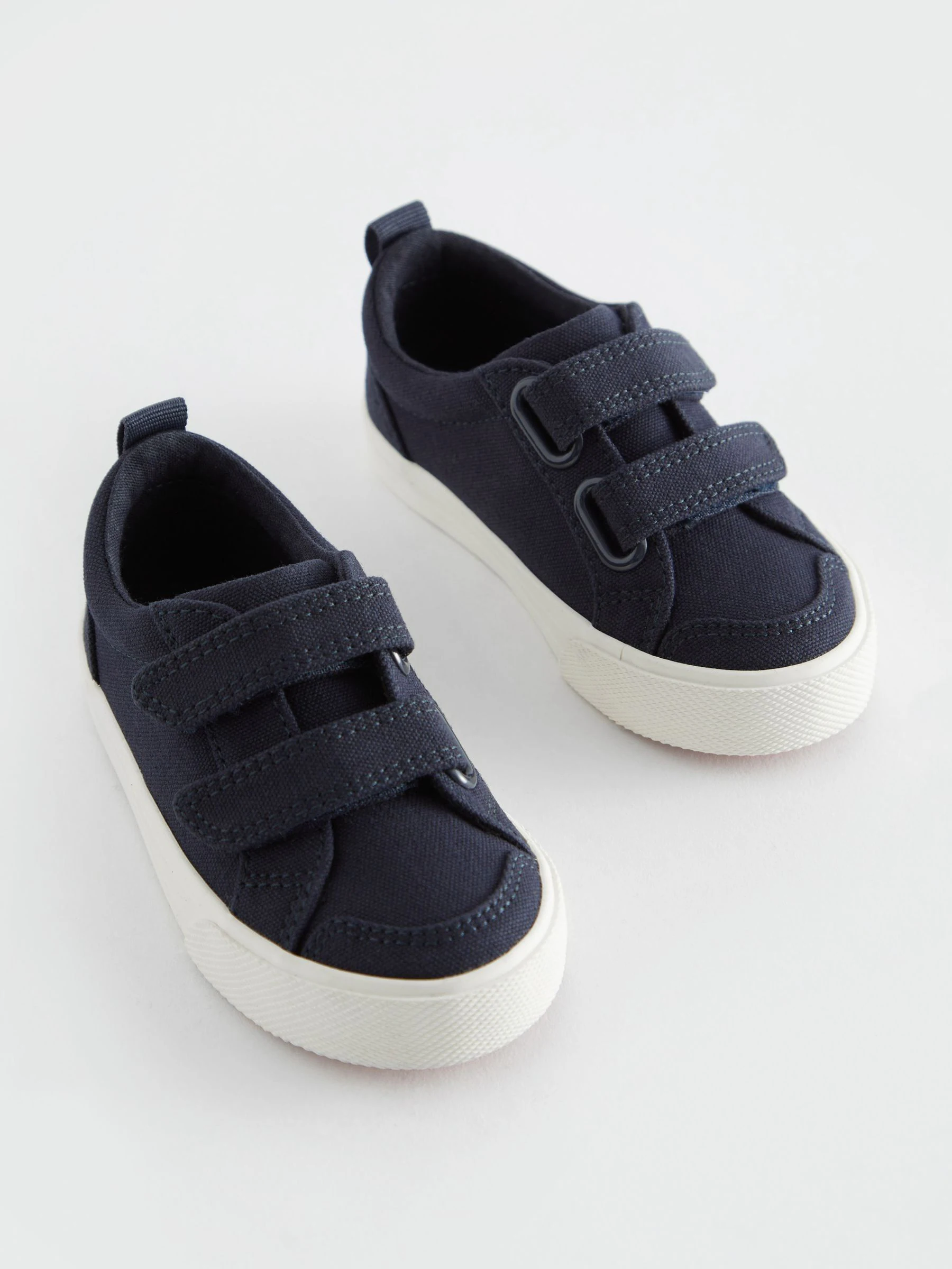 Marineblauw canvas - Sneakers met twee klittenbandjes