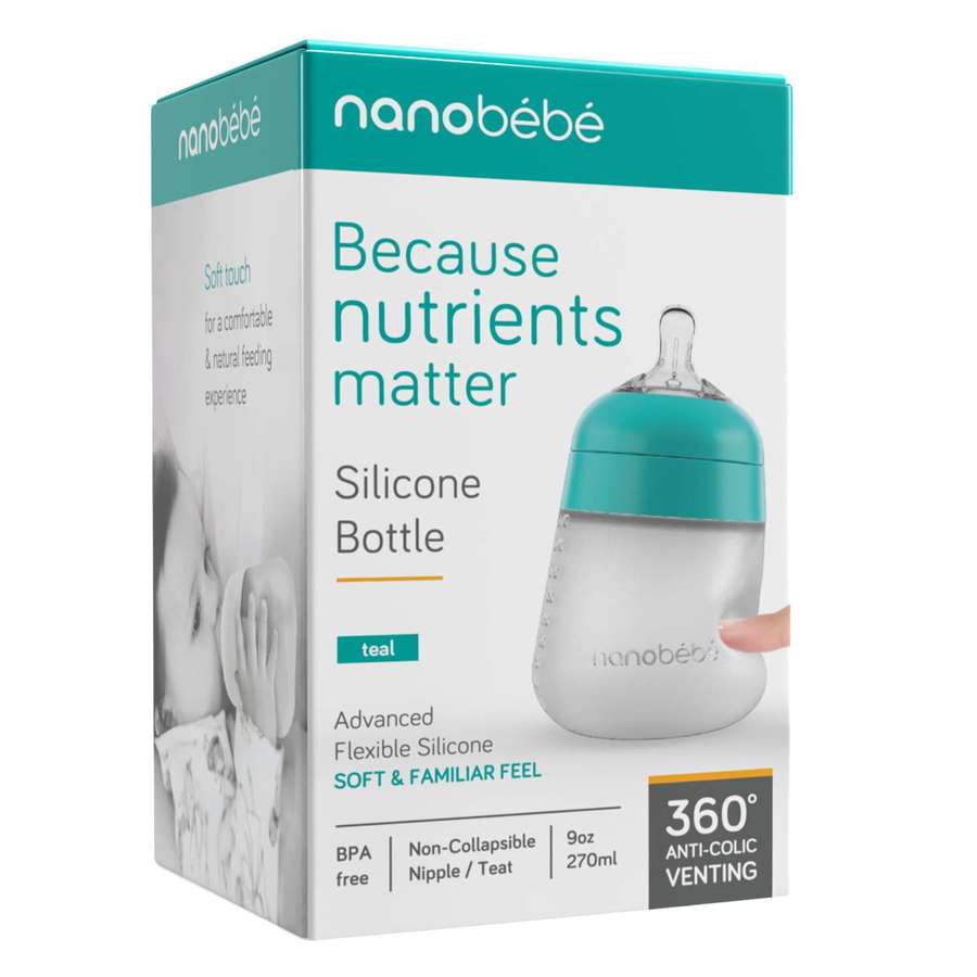 Nanobébé Flexy Silicone Baby Bottle Turquoise 270ml
