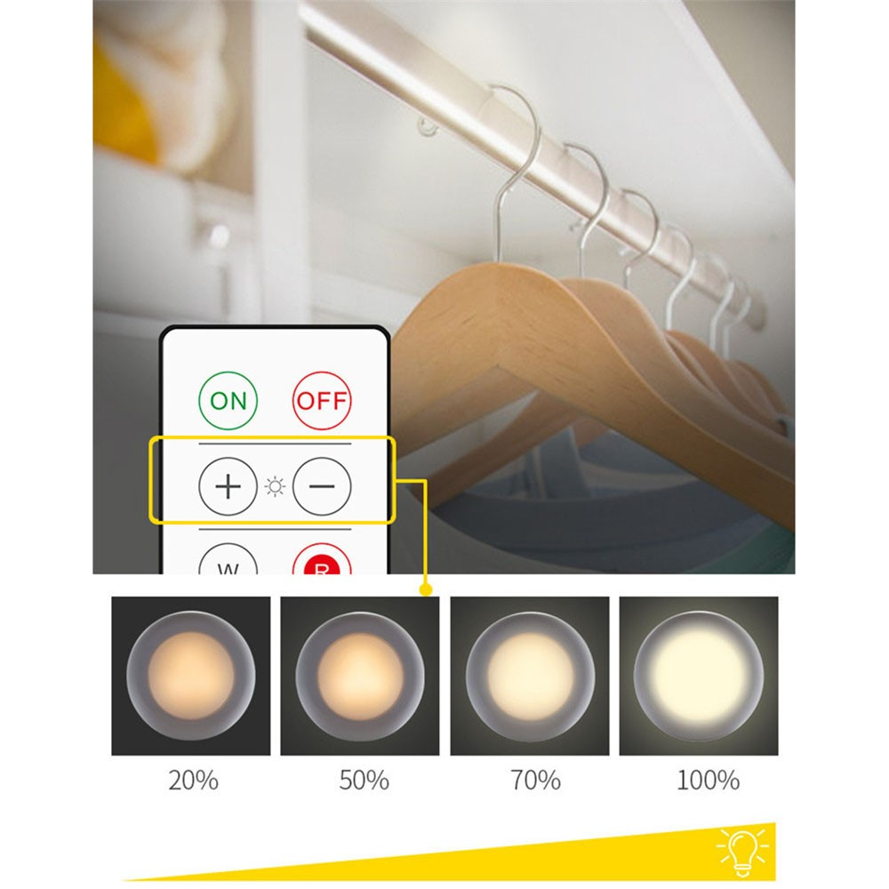 (3er Set) Kabelloses RGB LED Licht Nachtlicht mit Touch Control und Fernbedienung (Dimmbar) - Weiss