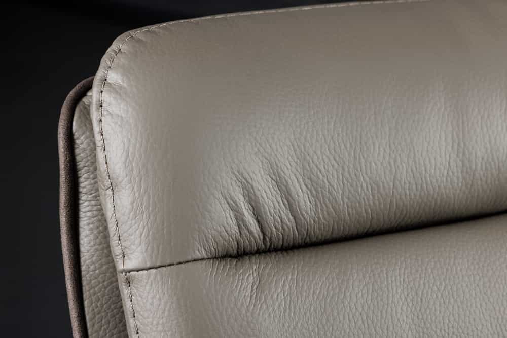 Drehbarer Design Barhocker BIG GEORGE taupe Echtleder Microfaser höhenverstellbar mit Armlehnen