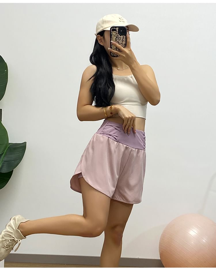 Engiko - Hoge taille tweekleurige sweatshorts