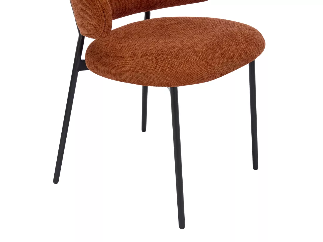 Lot de 4 chaises en tissu texturé et métal noir - Terracotta - VOSINIA