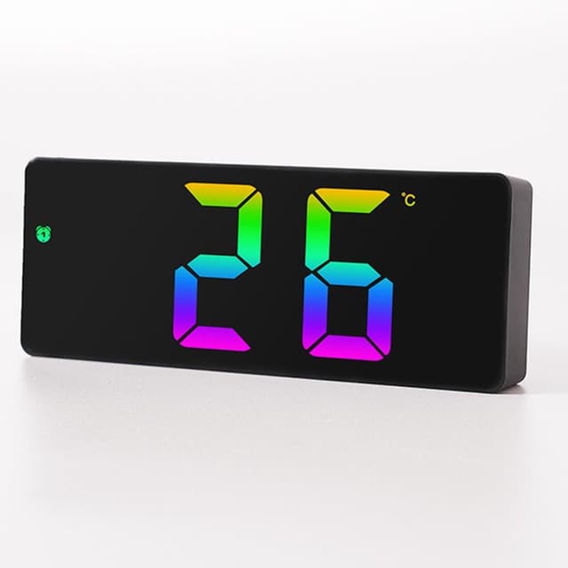 LED-ur Elektronisk digitalt vækkeur Farverigt skrivebordsur 12/24H Display