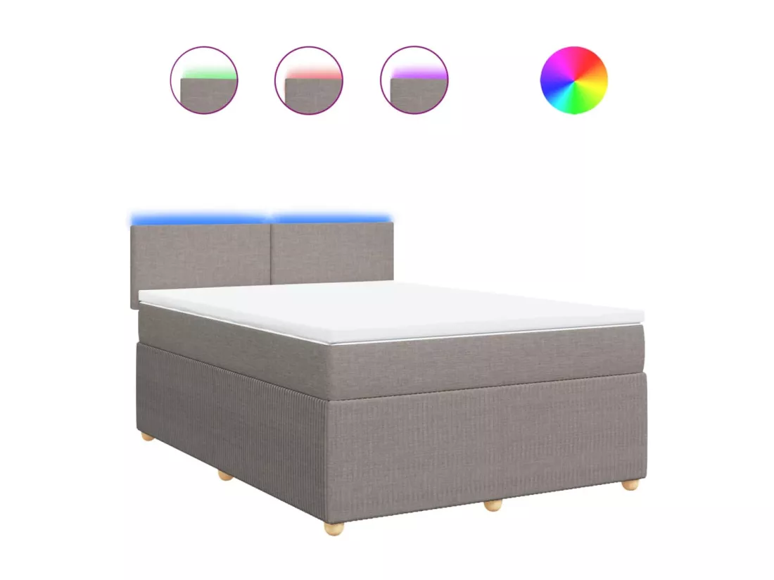 Sommier à lattes de lit avec matelas Taupe 140x190 cm Tissu