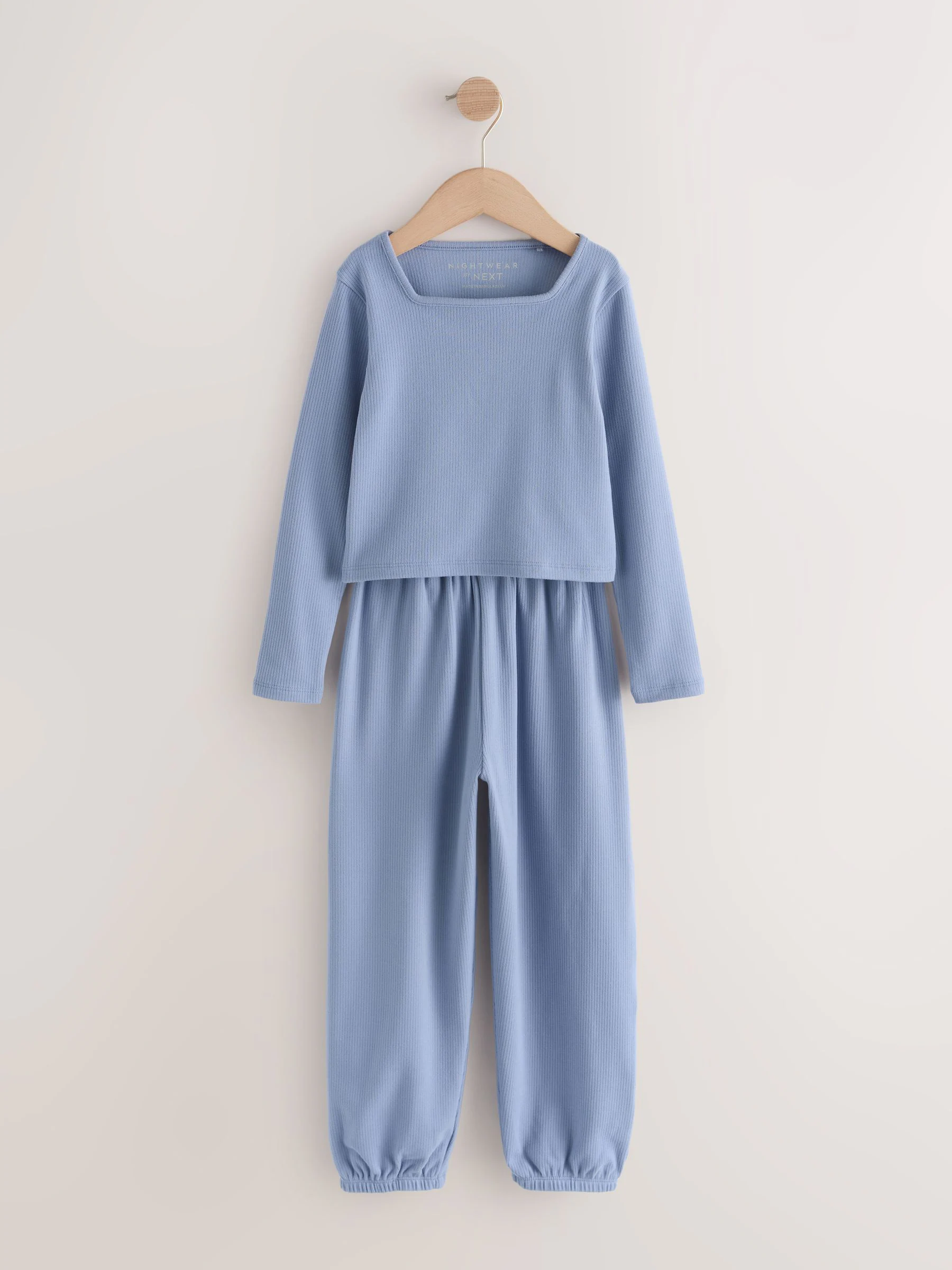 Blauw geribbeld - Behaaglijke joggingpyjama (3-16jr)