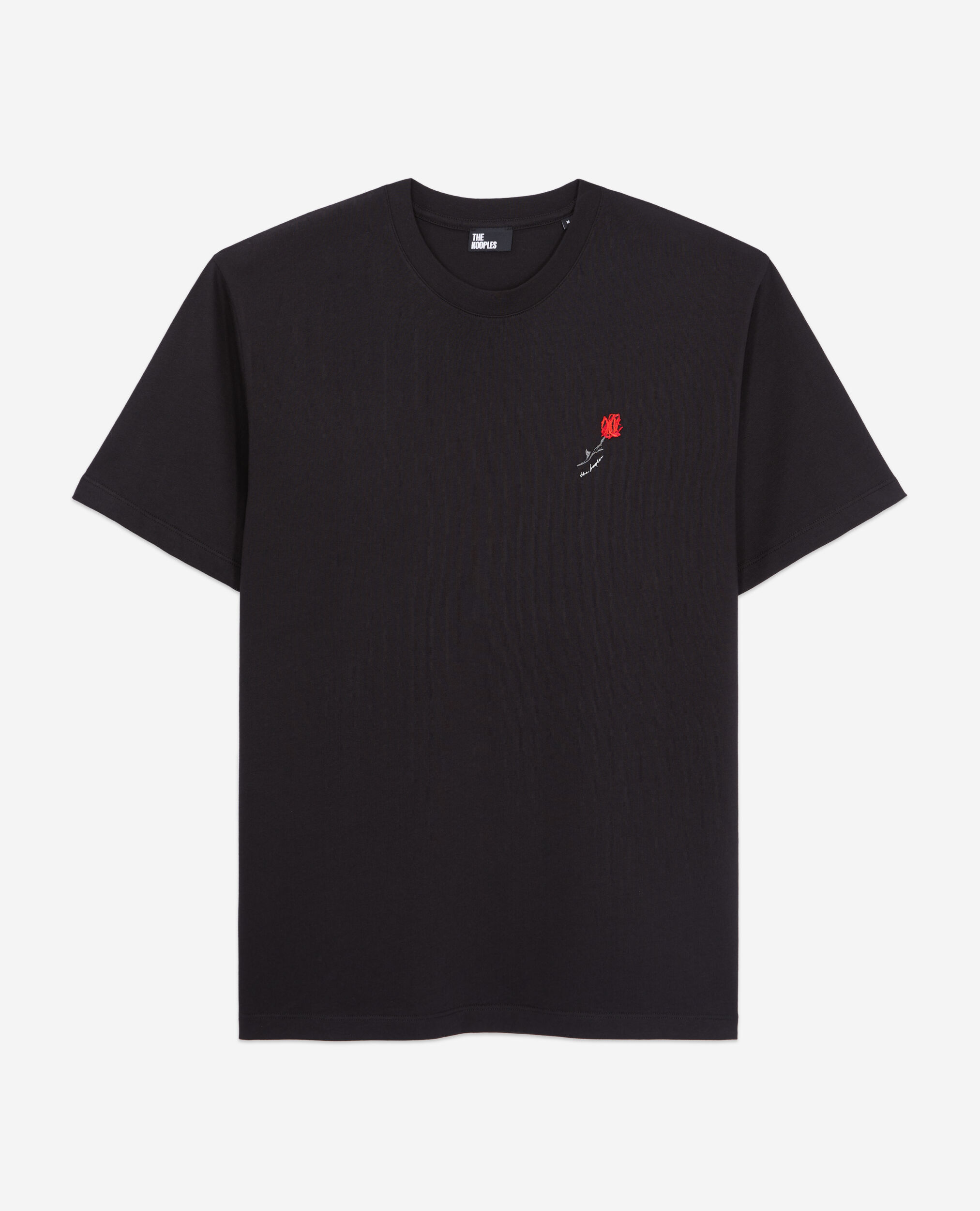 T-shirt noir avec broderie fleur