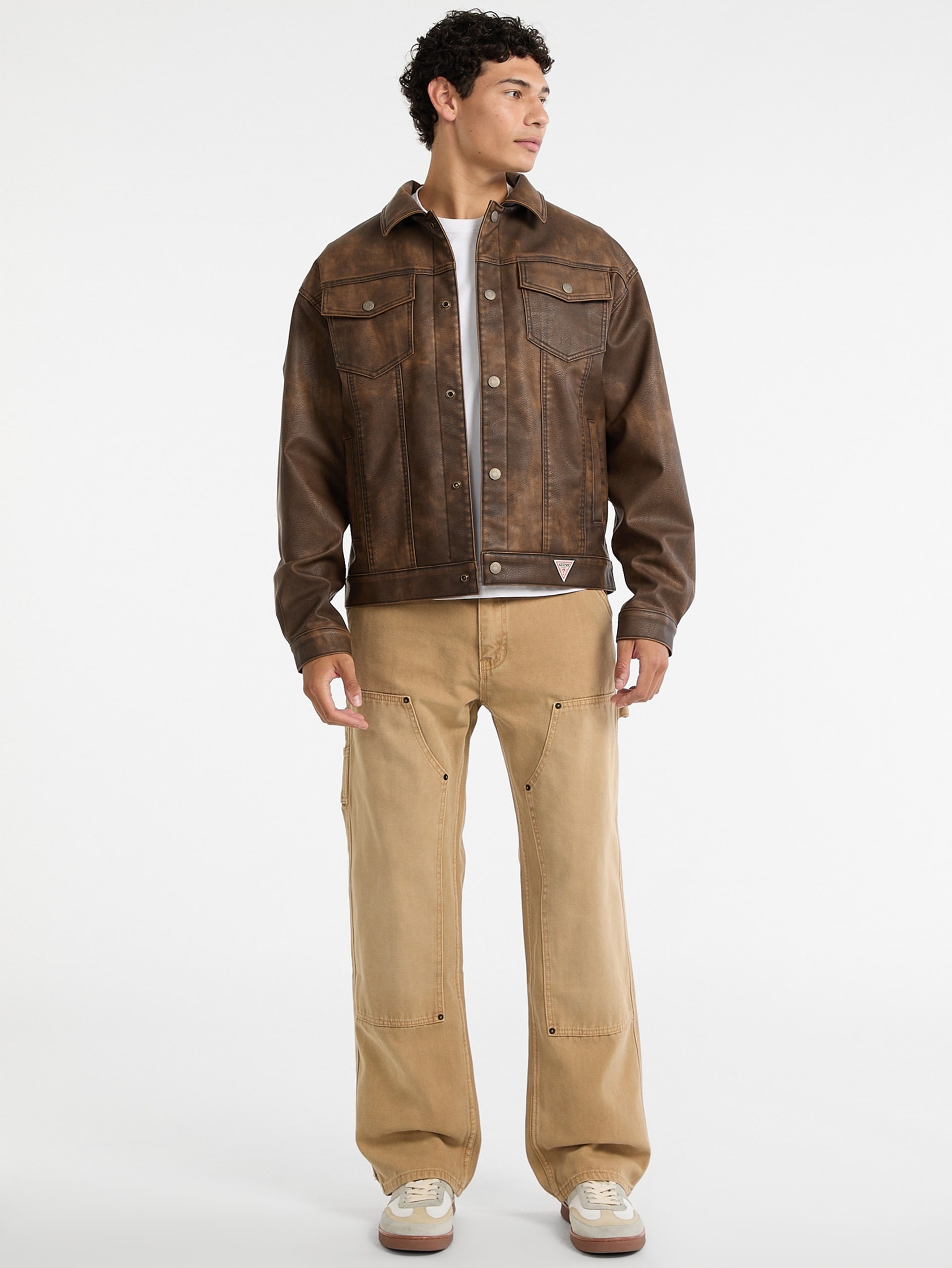 Jaqueta Trucker de Couro Sintético GUESS Originals