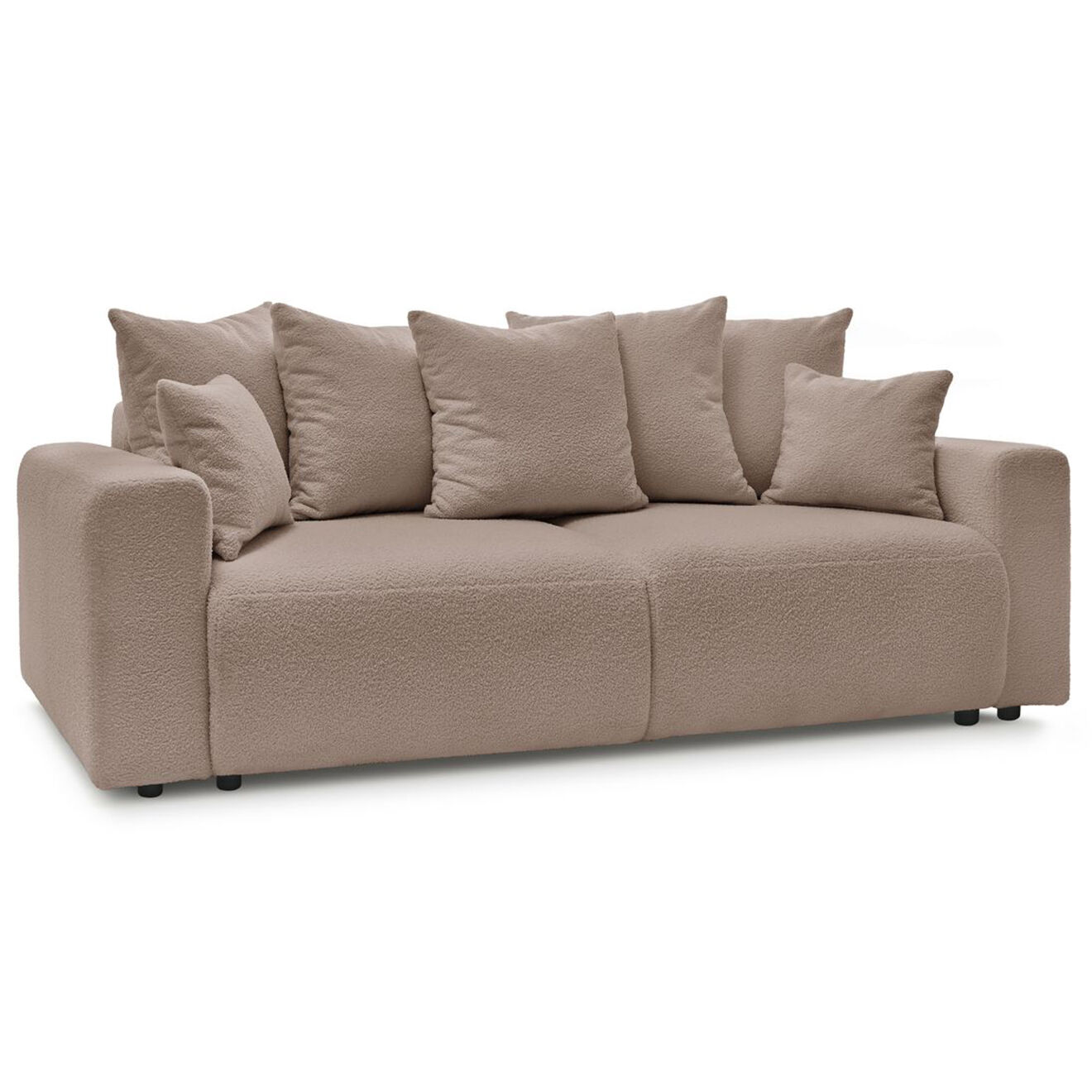 Bobochic Canapé 3 places convertible velours bouclette Envy marron - 245x102x88 cm