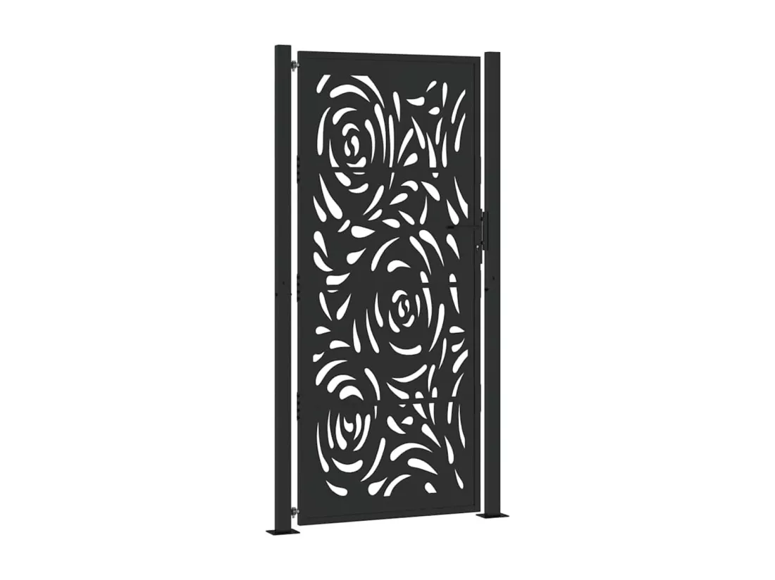 Portail de jardin noir 105x205 cm acier conception de flamme