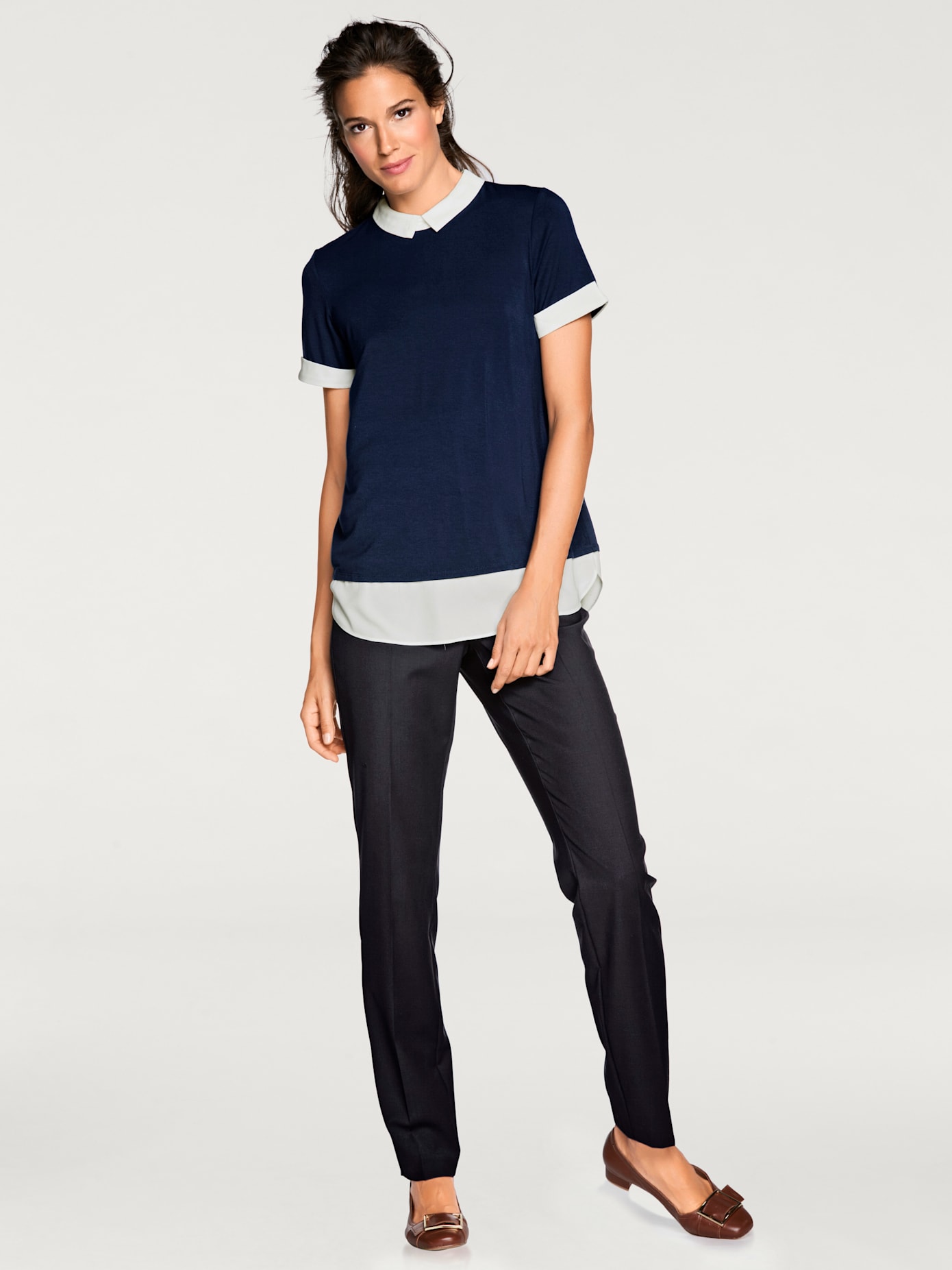T-shirt à encolure ronde joli look 2 en 1