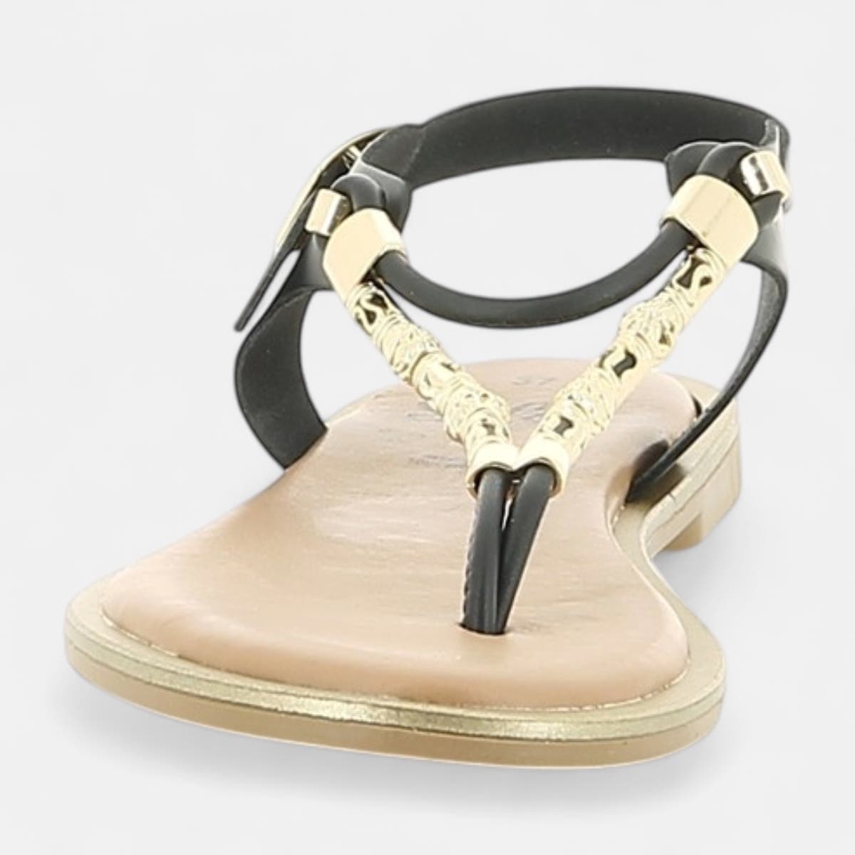 Nu-pieds Femme en cuir noir