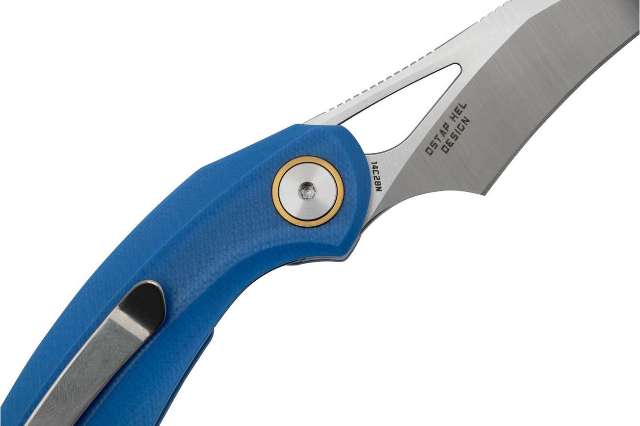 Bestech Bihai Stonewashed Satin, Blue G10 BG53D-1 zakmes, Ostap Hel design