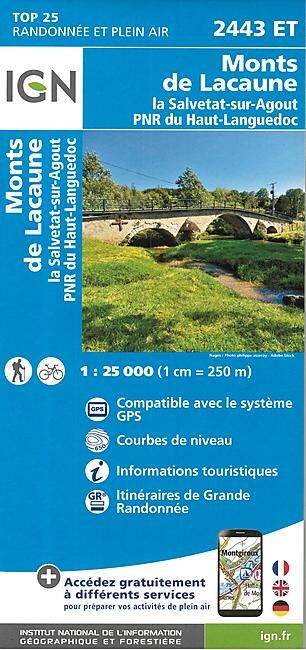 IGN - TOP25 2443ET MT DE LACAUNE 1 25 000