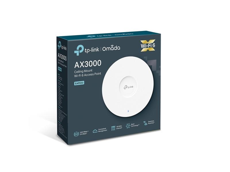 TP-Link Mesh Access Point Omada WiFi 6 Access Point EAP650 AX3000 Dual-Band WiFi 6 Accesspoint zur Deckenmontage