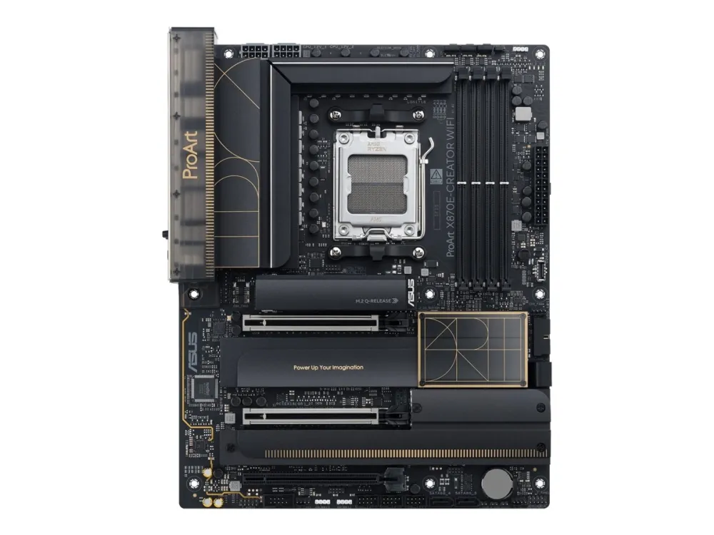 ASUS ProArt X870E-CREATOR WIFI - Bundkort - ATX - Socket AM5 - AMD X870E Chipset - USB4, USB-C 3.2 Gen 2x2, USB 3.2 Gen 2, USB 3.2 Gen 1 - Wi-Fi 7, 2.5 Gigabit LAN, 10 Gigabit LAN, Bluetooth - onboard grafik (CPU påkrævet) - HD Audio (8-kanaler)