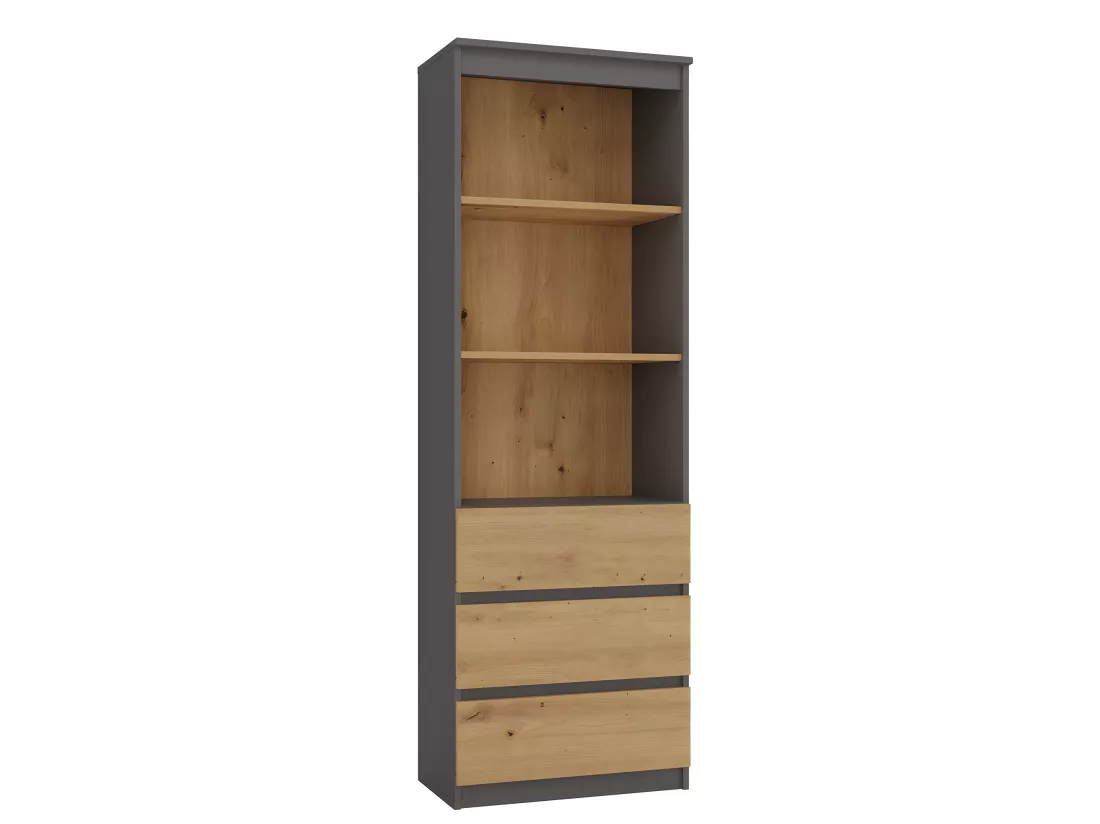 CATANIA - Bibliothèque 3 tiroirs + 2 étagères - 180x60x35 - Meuble de rangement - Etagère livres