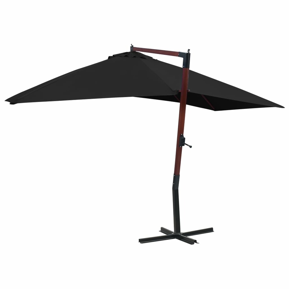 Parasol suspendu avec mât en bois 400 x 300 cm noir